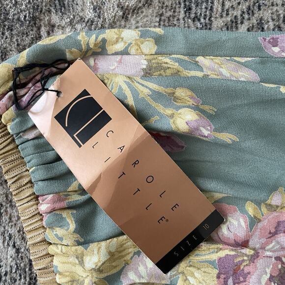 NWT Vintage Carole Little Wide Leg Pull On Pant Women 10 Tuilleries Floral Rayon - Picture 7 of 10